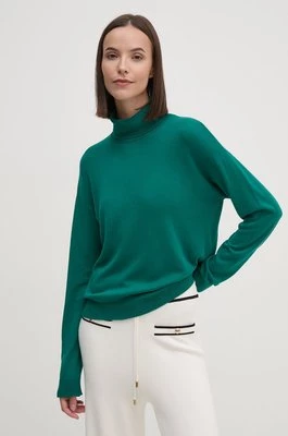 United Colors of Benetton sweter damski kolor zielony lekki z golfem 103CD202Z