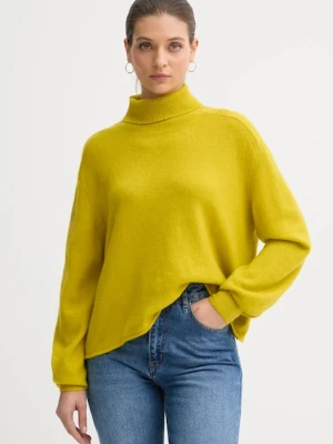 United Colors of Benetton sweter damski kolor zielony lekki z golfem 11CZD204F