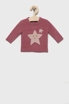 United Colors of Benetton sweter dziecięcy kolor różowy lekki