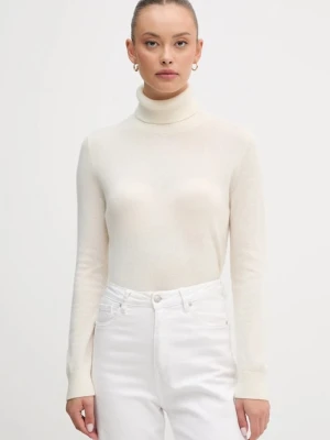 United Colors of Benetton sweter kaszmirowy kolor beżowy lekki z golfem 1033D202D