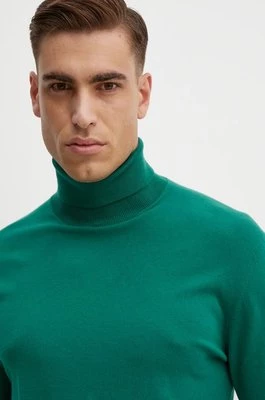 United Colors of Benetton sweter męski kolor zielony lekki z golferm