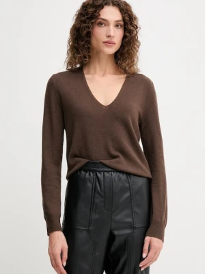 United Colors of Benetton sweter wełniany damski kolor brązowy lekki 1002D401Y