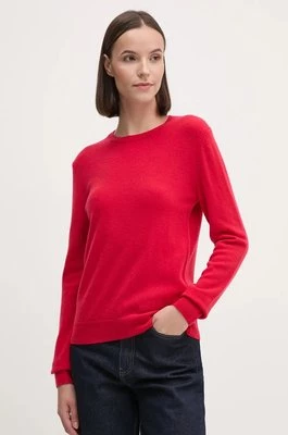 United Colors of Benetton sweter wełniany damski kolor czerwony lekki