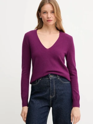 United Colors of Benetton sweter wełniany damski kolor fioletowy lekki 1002D401Y