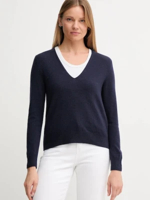 United Colors of Benetton sweter wełniany damski kolor granatowy lekki 1002D401Y