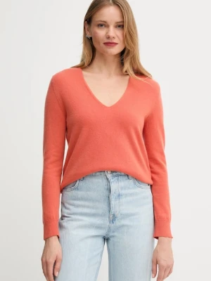 United Colors of Benetton sweter wełniany damski kolor pomarańczowy lekki 1002D401Y