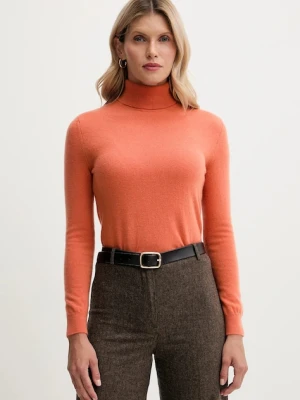 United Colors of Benetton sweter wełniany damski kolor pomarańczowy z golfem 1002D2348
