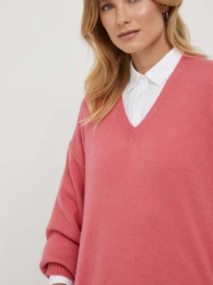 United Colors of Benetton sweter wełniany damski kolor różowy