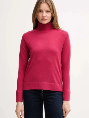 United Colors of Benetton sweter wełniany damski kolor różowy lekki z golfem 11AHD203Y
