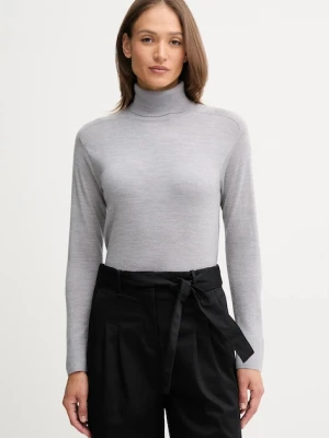 United Colors of Benetton sweter wełniany damski kolor szary lekki z golfem 11AHD203Y