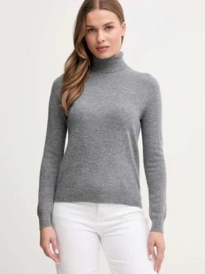 United Colors of Benetton sweter wełniany damski kolor szary z golfem 1002D2348
