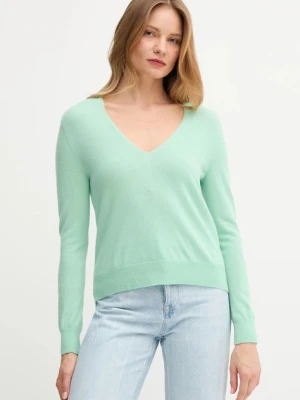 United Colors of Benetton sweter wełniany damski kolor zielony lekki 1002D401Y