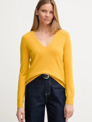 United Colors of Benetton sweter wełniany damski kolor żółty lekki 1002D401Y