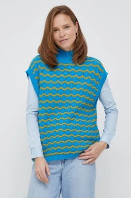 United Colors of Benetton sweter wełniany damski lekki z półgolfem