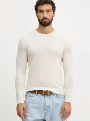 United Colors of Benetton sweter wełniany męski kolor beżowy lekki 1002U1G34