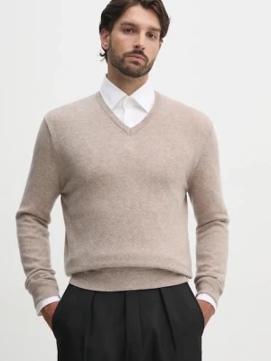 United Colors of Benetton sweter wełniany męski kolor beżowy lekki