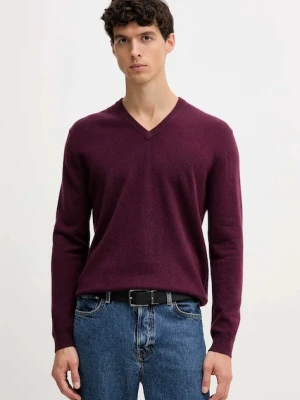 United Colors of Benetton sweter wełniany męski kolor bordowy 1002U4407
