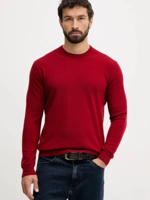 United Colors of Benetton sweter wełniany męski kolor bordowy lekki 1002U1G34