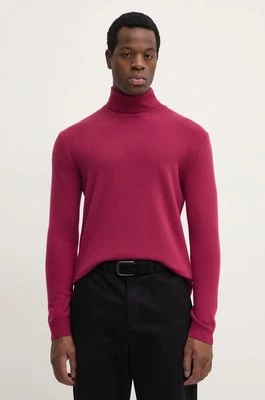 United Colors of Benetton sweter wełniany męski kolor bordowy lekki z golferm 1002U2180