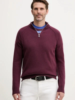 United Colors of Benetton sweter wełniany męski kolor bordowy z półgolfem 1006U202B