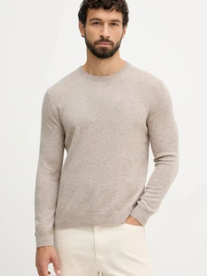 United Colors of Benetton sweter wełniany męski kolor brązowy lekki 1002U1G34