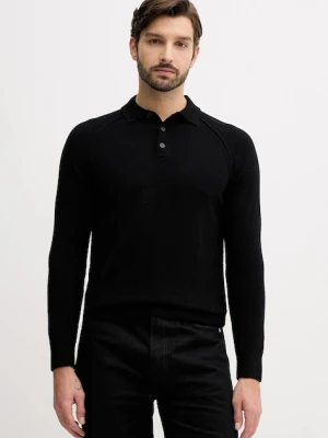 United Colors of Benetton sweter wełniany męski kolor czarny lekki 1006U301Q