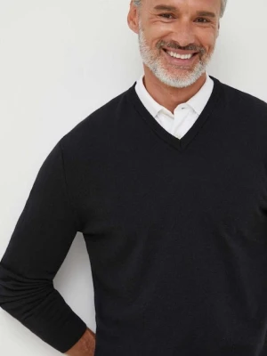 United Colors of Benetton sweter wełniany męski kolor czarny lekki