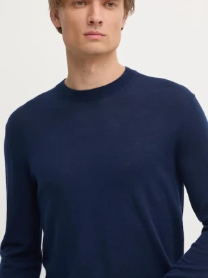 United Colors of Benetton sweter wełniany męski kolor granatowy lekki 11AHU1056