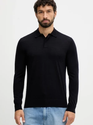 United Colors of Benetton sweter wełniany męski kolor granatowy lekki 11AHU301P