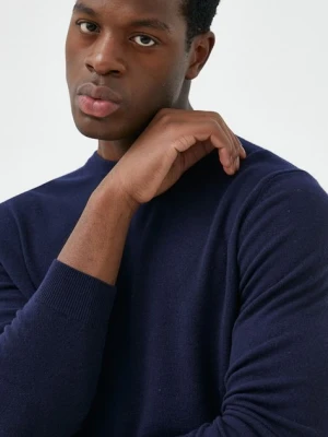 United Colors of Benetton sweter wełniany męski kolor granatowy lekki
