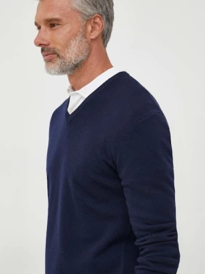 United Colors of Benetton sweter wełniany męski kolor granatowy lekki