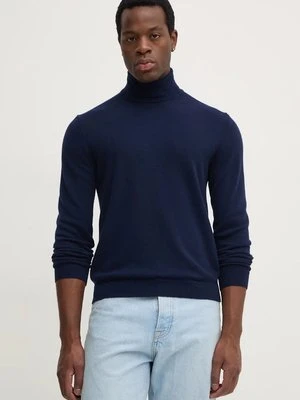 United Colors of Benetton sweter wełniany męski kolor granatowy lekki z golferm 1002U2180