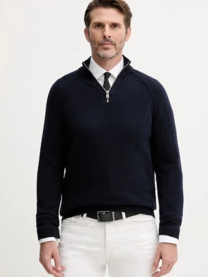 United Colors of Benetton sweter wełniany męski kolor granatowy z półgolfem 1006U202B