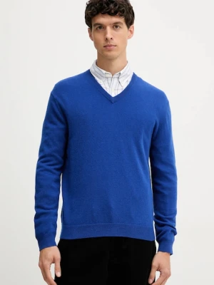 United Colors of Benetton sweter wełniany męski kolor niebieski 1002U4407
