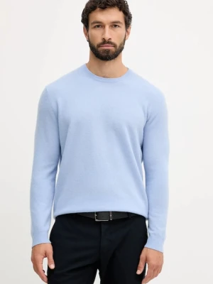 United Colors of Benetton sweter wełniany męski kolor niebieski lekki 1002U1G34