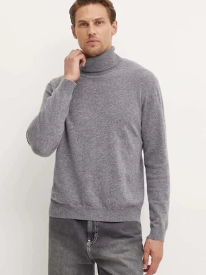 United Colors of Benetton sweter wełniany męski kolor szary lekki z golferm 1002U2180