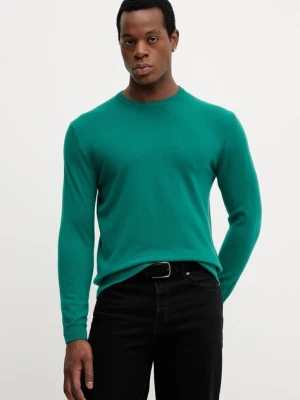 United Colors of Benetton sweter wełniany męski kolor zielony lekki 1002U1G34