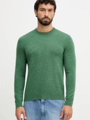 United Colors of Benetton sweter wełniany męski kolor zielony lekki 1002U1G34