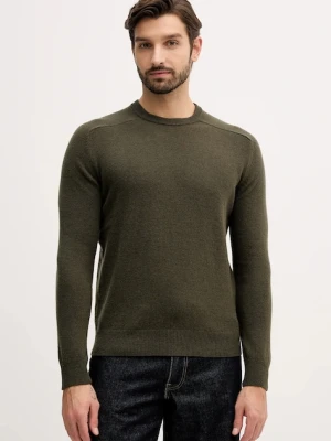 United Colors of Benetton sweter wełniany męski kolor zielony lekki 1006U108W