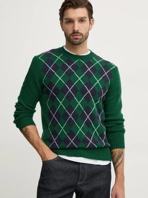 United Colors of Benetton sweter wełniany męski kolor zielony lekki 103MK1088