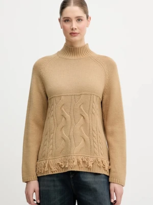 United Colors of Benetton sweter z dodatkiem wełny beżowy