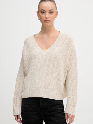 United Colors of Benetton sweter z dodatkiem wełny damski kolor beżowy 126WD402Z