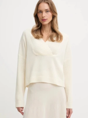 United Colors of Benetton sweter z dodatkiem wełny damski kolor beżowy 1444D403H