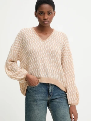 United Colors of Benetton sweter z dodatkiem wełny damski kolor beżowy lekki 1012E403C