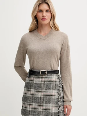 United Colors of Benetton sweter z dodatkiem wełny damski kolor beżowy lekki 102HD4032
