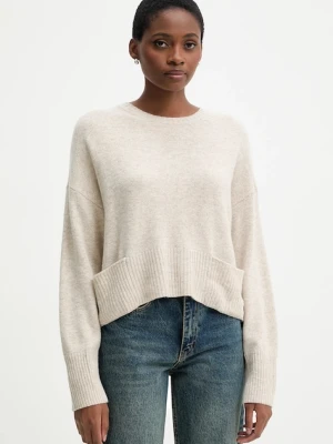 United Colors of Benetton sweter z dodatkiem wełny damski kolor beżowy lekki 126WD10E4