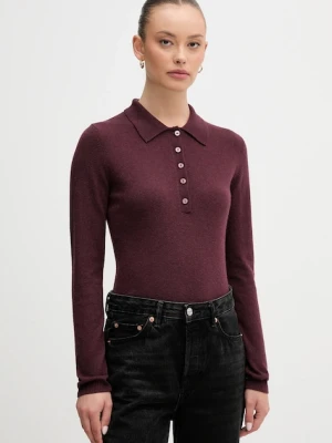 United Colors of Benetton sweter z dodatkiem wełny damski kolor bordowy lekki 102HD301H