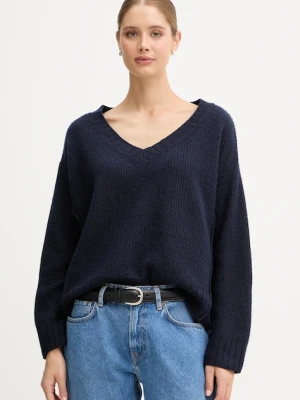 United Colors of Benetton sweter z dodatkiem wełny damski kolor granatowy 126WD402Z