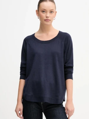 United Colors of Benetton sweter z dodatkiem wełny damski kolor granatowy lekki 1Y6SD10EG