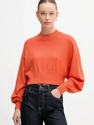 United Colors of Benetton sweter z dodatkiem wełny damski kolor pomarańczowy lekki z półgolfem 1Y6SD2041